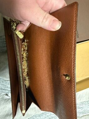 Louis Vuitton Brown Leather Continental Wallet with Gold Hardware